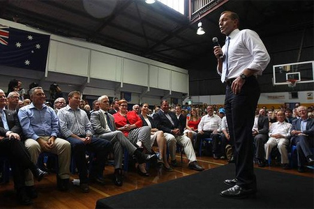 Opposition Leader Tony Abbott rallies the troops in Australia