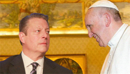 Pope Francis tries to explain what he meant but Al Gore is having none of it