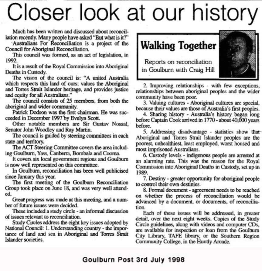 Goulburn Reconciliation Media Release&nbsp;01